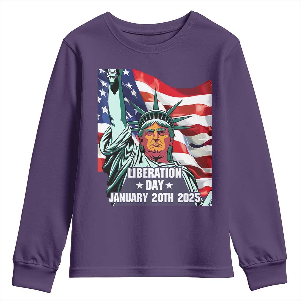 Trump Liberation Day Youth Sweatshirt Statue Of Liberty January 20th 2025 TS09 Purple Print Your Wear