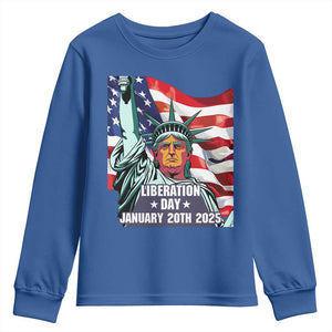 Trump Liberation Day Youth Sweatshirt Statue Of Liberty January 20th 2025 TS09 Royal Blue Print Your Wear