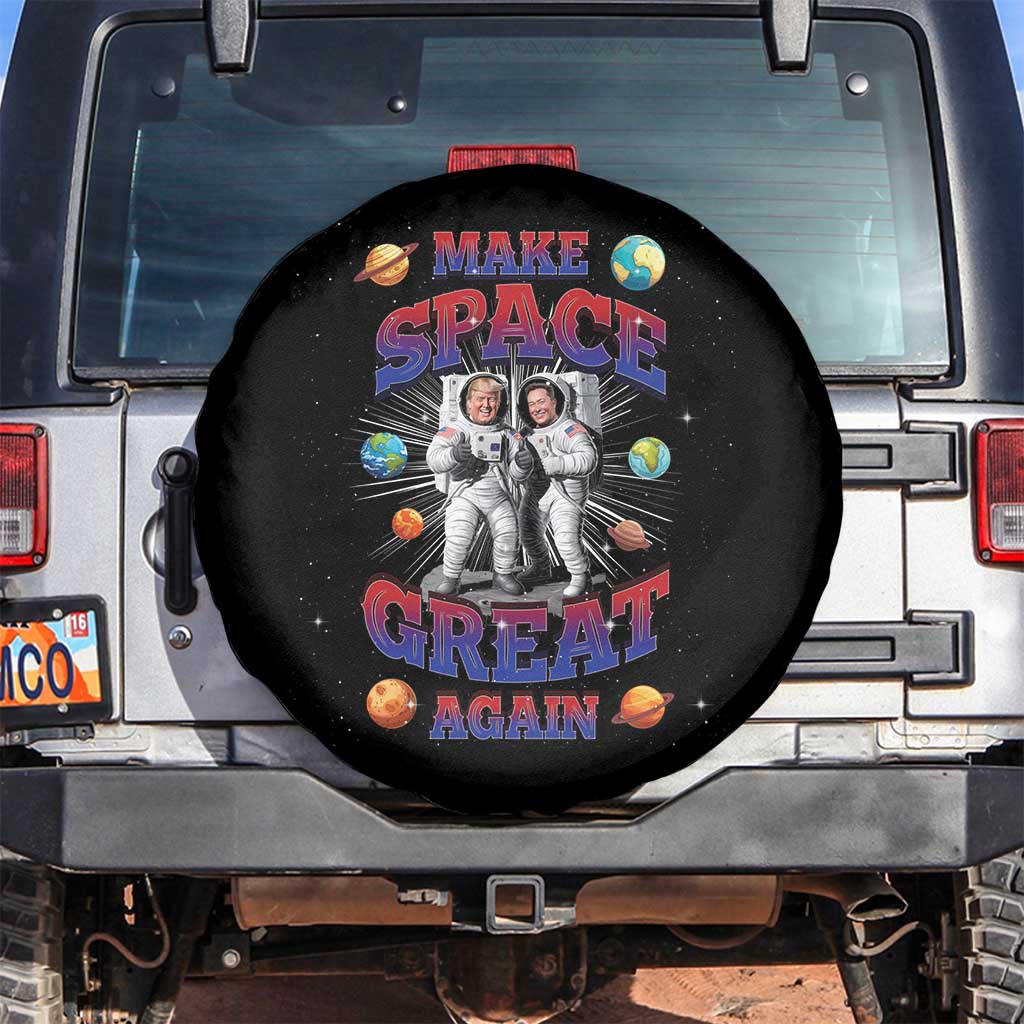 Funny Trump Elon Musk Spare Tire Cover Make Space Great Again TS09 No hole Black Print Your Wear