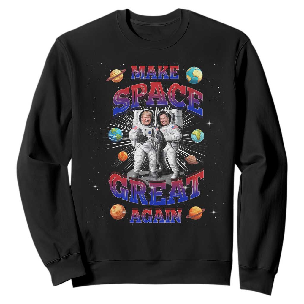 Funny Trump Elon Musk Sweatshirt Make Space Great Again TS09 Black Print Your Wear