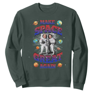 Funny Trump Elon Musk Sweatshirt Make Space Great Again TS09 Dark Forest Green Print Your Wear