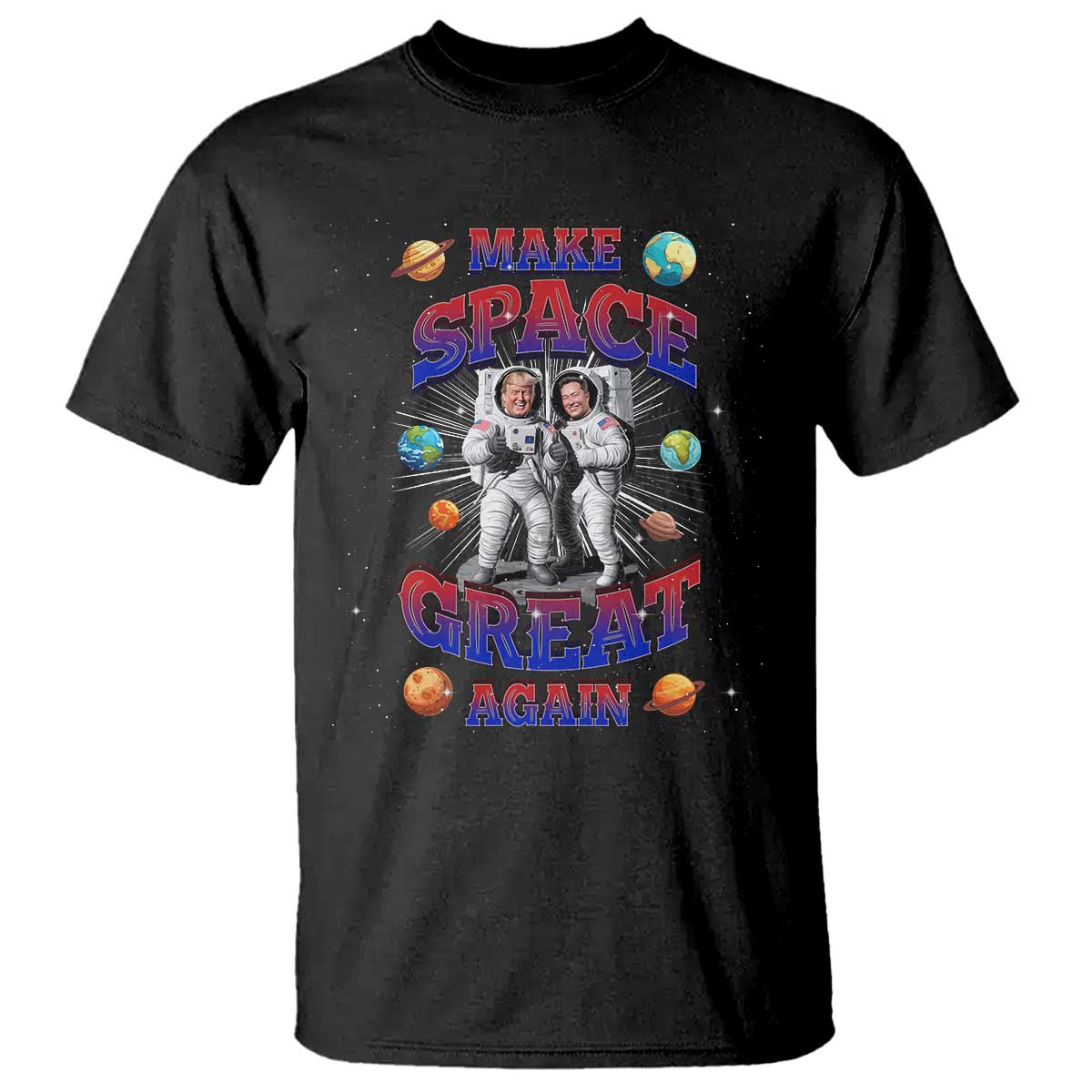 Funny Trump Elon Musk T Shirt Make Space Great Again TS09 Black Print Your Wear
