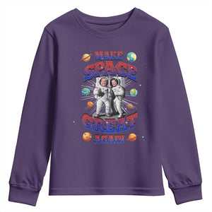 Funny Trump Elon Musk Youth Sweatshirt Make Space Great Again TS09 Purple Print Your Wear