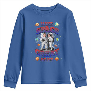Funny Trump Elon Musk Youth Sweatshirt Make Space Great Again TS09 Royal Blue Print Your Wear