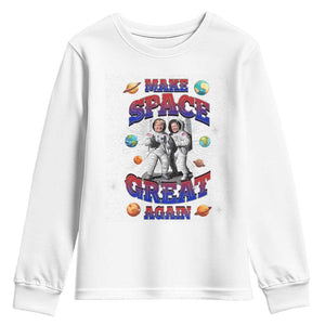Funny Trump Elon Musk Youth Sweatshirt Make Space Great Again TS09 White Print Your Wear
