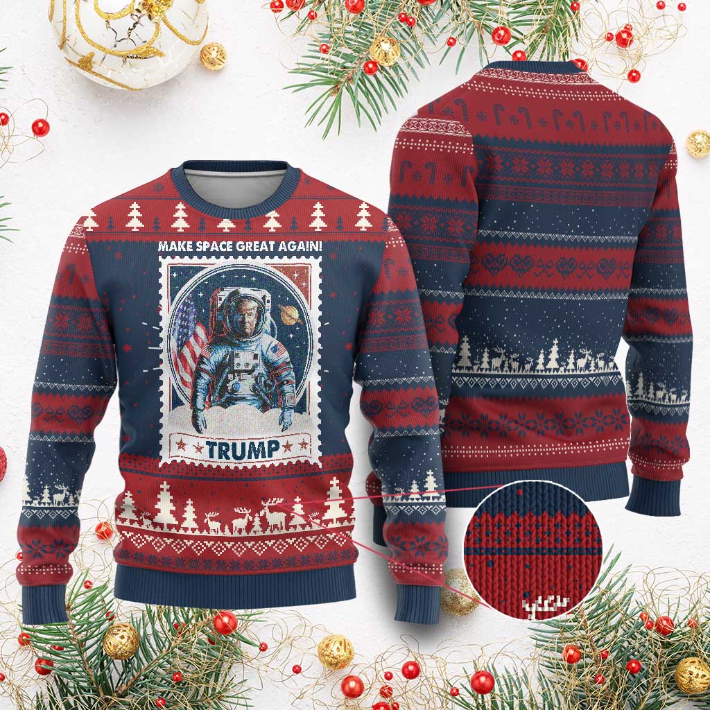 Funny Trump Knit Sweatshirt Make Space Great Again TS09 Burgundy Print Your Wear