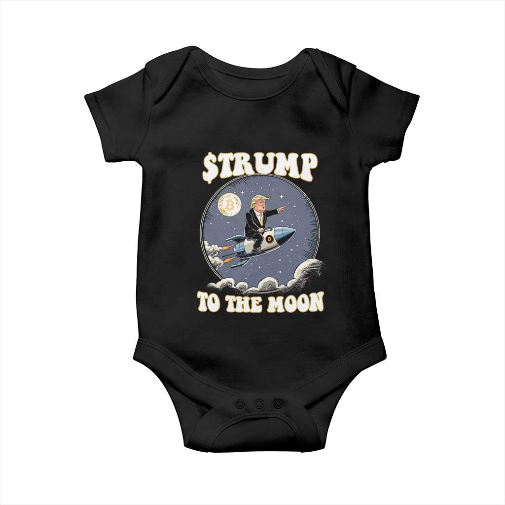 Trump Bitcoin Baby Onesie Trump To The Moon Funny Crypto TS09 Black Print Your Wear