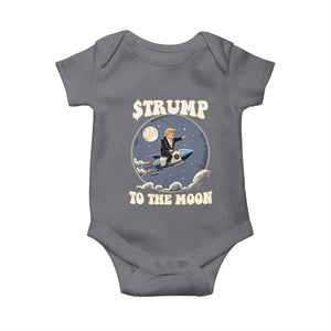 Trump Bitcoin Baby Onesie Trump To The Moon Funny Crypto TS09 Charcoal Print Your Wear