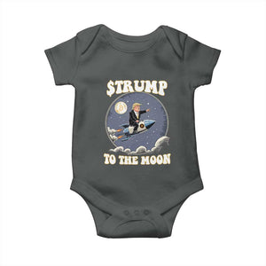 Trump Bitcoin Baby Onesie Trump To The Moon Funny Crypto TS09 Dark Heather Print Your Wear