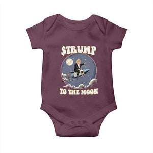 Trump Bitcoin Baby Onesie Trump To The Moon Funny Crypto TS09 Maroon Print Your Wear