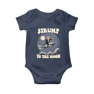 Trump Bitcoin Baby Onesie Trump To The Moon Funny Crypto TS09 Navy Print Your Wear