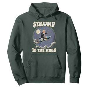 Trump Bitcoin Hoodie Trump To The Moon Funny Crypto TS09 Dark Forest Green Print Your Wear