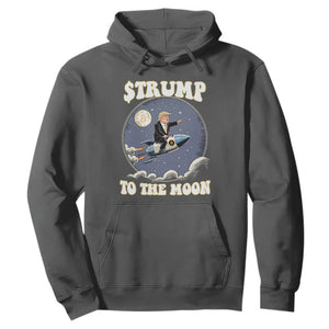 Trump Bitcoin Hoodie Trump To The Moon Funny Crypto TS09 Dark Heather Print Your Wear