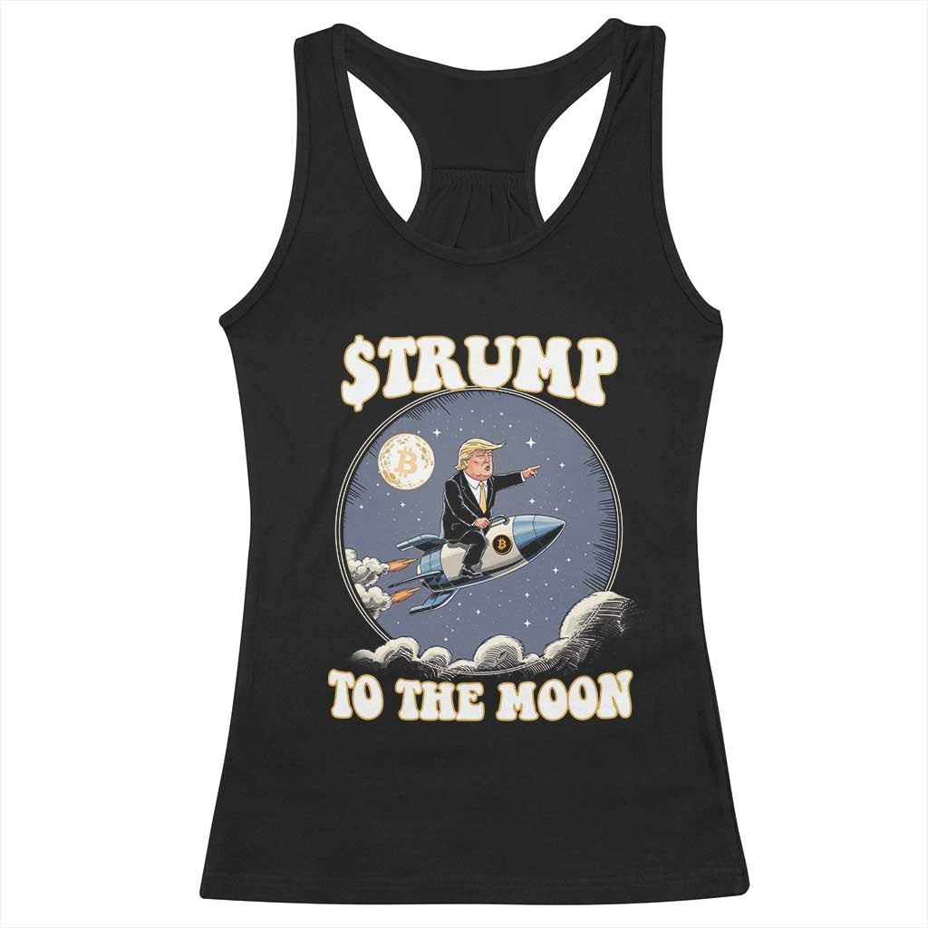 Trump Bitcoin Racerback Tank Top Trump To The Moon Funny Crypto TS09 Black Print Your Wear