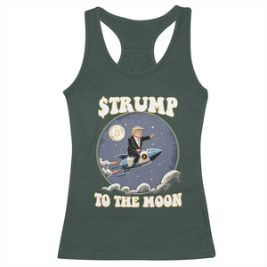Trump Bitcoin Racerback Tank Top Trump To The Moon Funny Crypto TS09 Dark Forest Green Print Your Wear