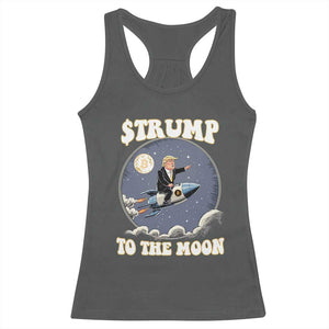 Trump Bitcoin Racerback Tank Top Trump To The Moon Funny Crypto TS09 Dark Heather Print Your Wear
