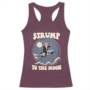 Trump Bitcoin Racerback Tank Top Trump To The Moon Funny Crypto TS09 Maroon Print Your Wear