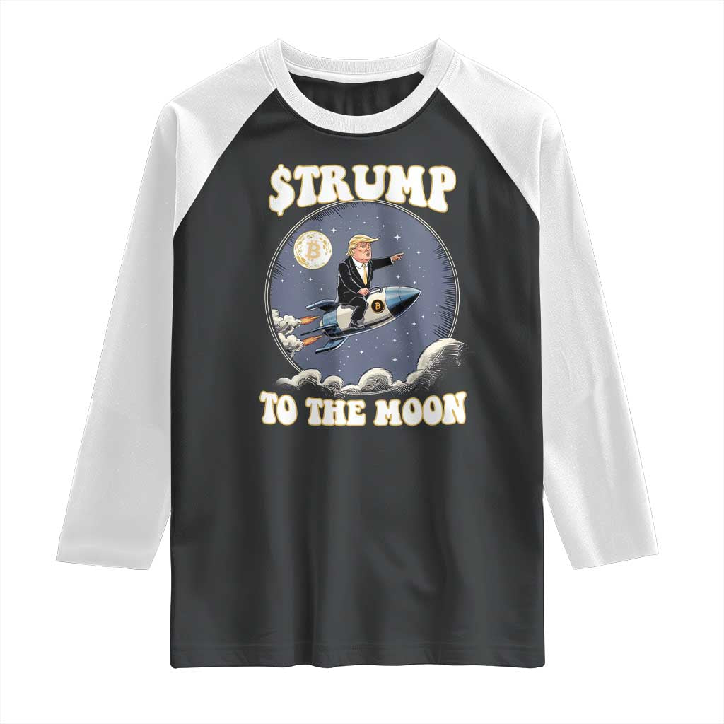 Trump Bitcoin Raglan Shirt Trump To The Moon Funny Crypto TS09 Black White Print Your Wear