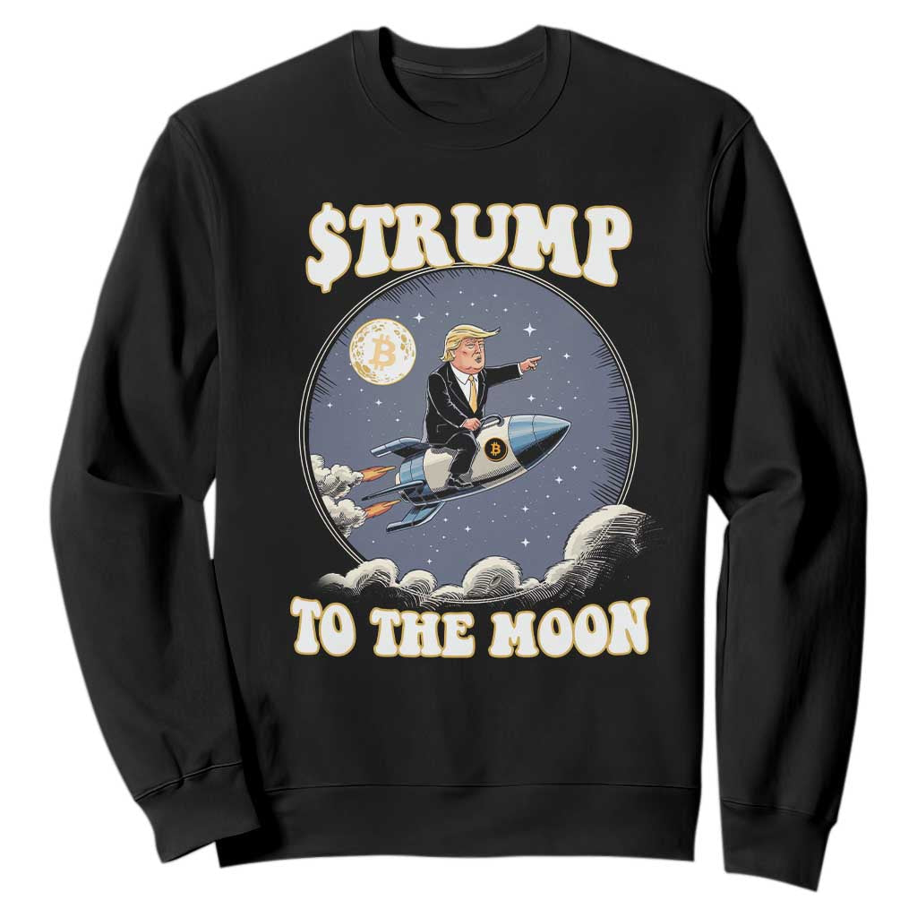 Trump Bitcoin Sweatshirt Trump To The Moon Funny Crypto TS09 Black Print Your Wear