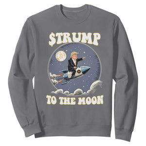 Trump Bitcoin Sweatshirt Trump To The Moon Funny Crypto TS09 Charcoal Print Your Wear