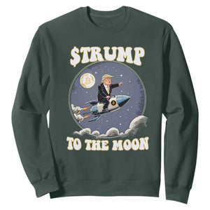Trump Bitcoin Sweatshirt Trump To The Moon Funny Crypto TS09 Dark Forest Green Print Your Wear