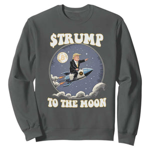Trump Bitcoin Sweatshirt Trump To The Moon Funny Crypto TS09 Dark Heather Print Your Wear