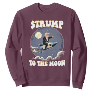 Trump Bitcoin Sweatshirt Trump To The Moon Funny Crypto TS09 Maroon Print Your Wear
