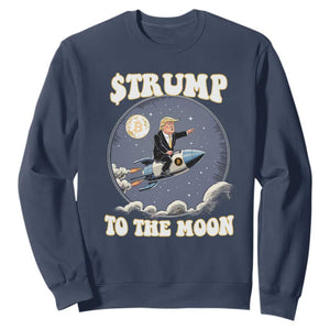Trump Bitcoin Sweatshirt Trump To The Moon Funny Crypto TS09 Navy Print Your Wear