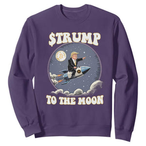 Trump Bitcoin Sweatshirt Trump To The Moon Funny Crypto TS09 Purple Print Your Wear