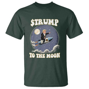 Trump Bitcoin T Shirt Trump To The Moon Funny Crypto TS09 Dark Forest Green Print Your Wear