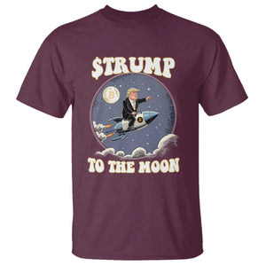 Trump Bitcoin T Shirt Trump To The Moon Funny Crypto TS09 Maroon Print Your Wear
