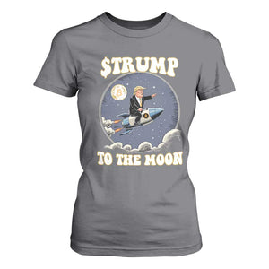 Trump Bitcoin T Shirt For Women Trump To The Moon Funny Crypto TS09 Charcoal Print Your Wear