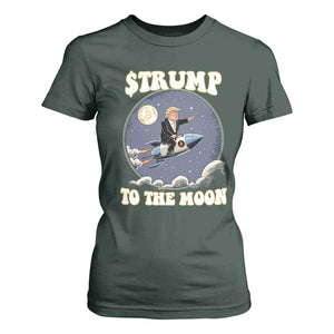 Trump Bitcoin T Shirt For Women Trump To The Moon Funny Crypto TS09 Dark Forest Green Print Your Wear