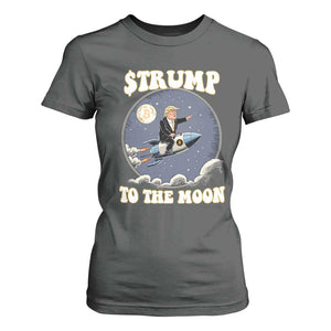 Trump Bitcoin T Shirt For Women Trump To The Moon Funny Crypto TS09 Dark Heather Print Your Wear