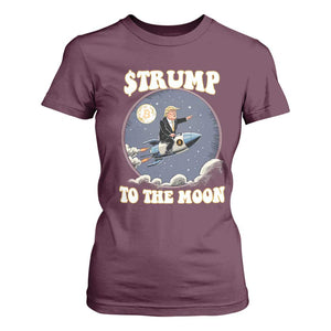 Trump Bitcoin T Shirt For Women Trump To The Moon Funny Crypto TS09 Maroon Print Your Wear