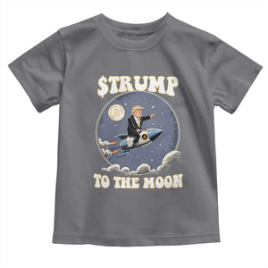 Trump Bitcoin Toddler T Shirt Trump To The Moon Funny Crypto TS09 Charcoal Print Your Wear