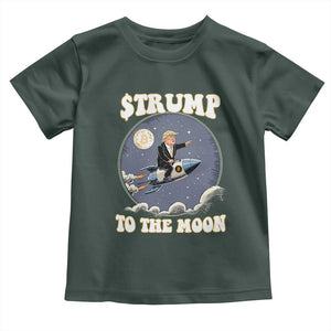 Trump Bitcoin Toddler T Shirt Trump To The Moon Funny Crypto TS09 Dark Forest Green Print Your Wear