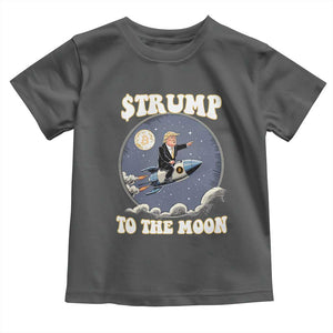 Trump Bitcoin Toddler T Shirt Trump To The Moon Funny Crypto TS09 Dark Heather Print Your Wear
