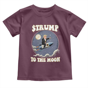 Trump Bitcoin Toddler T Shirt Trump To The Moon Funny Crypto TS09 Maroon Print Your Wear
