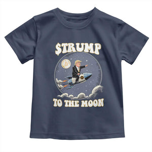 Trump Bitcoin Toddler T Shirt Trump To The Moon Funny Crypto TS09 Navy Print Your Wear