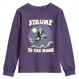 Trump Bitcoin Youth Sweatshirt Trump To The Moon Funny Crypto TS09 Purple Print Your Wear