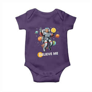 Trump Bitcoin Baby Onesie Believe Me Astronaut Trump Moon Outer Space TS09 Purple Print Your Wear