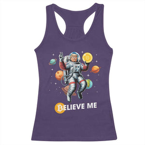 Trump Bitcoin Racerback Tank Top Believe Me Astronaut Trump Moon Outer Space TS09 Purple Print Your Wear