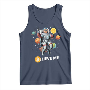 Trump Bitcoin Tank Top Believe Me Astronaut Trump Moon Outer Space TS09 Navy Print Your Wear