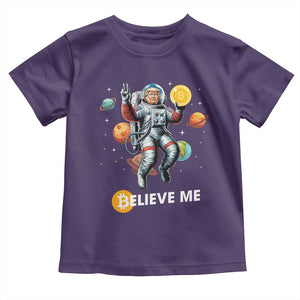 Trump Bitcoin Toddler T Shirt Believe Me Astronaut Trump Moon Outer Space TS09 Purple Print Your Wear