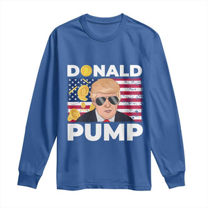 Bitcoin Trump Long Sleeve Shirt Donald Pump Funny Crypto TS09 Royal Blue Print Your Wear