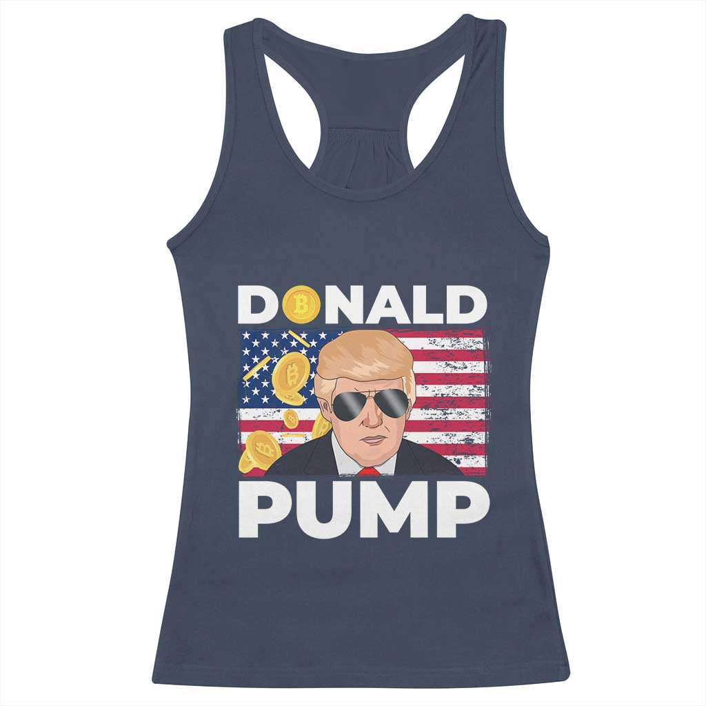Bitcoin Trump Racerback Tank Top Donald Pump Funny Crypto TS09 Navy Print Your Wear