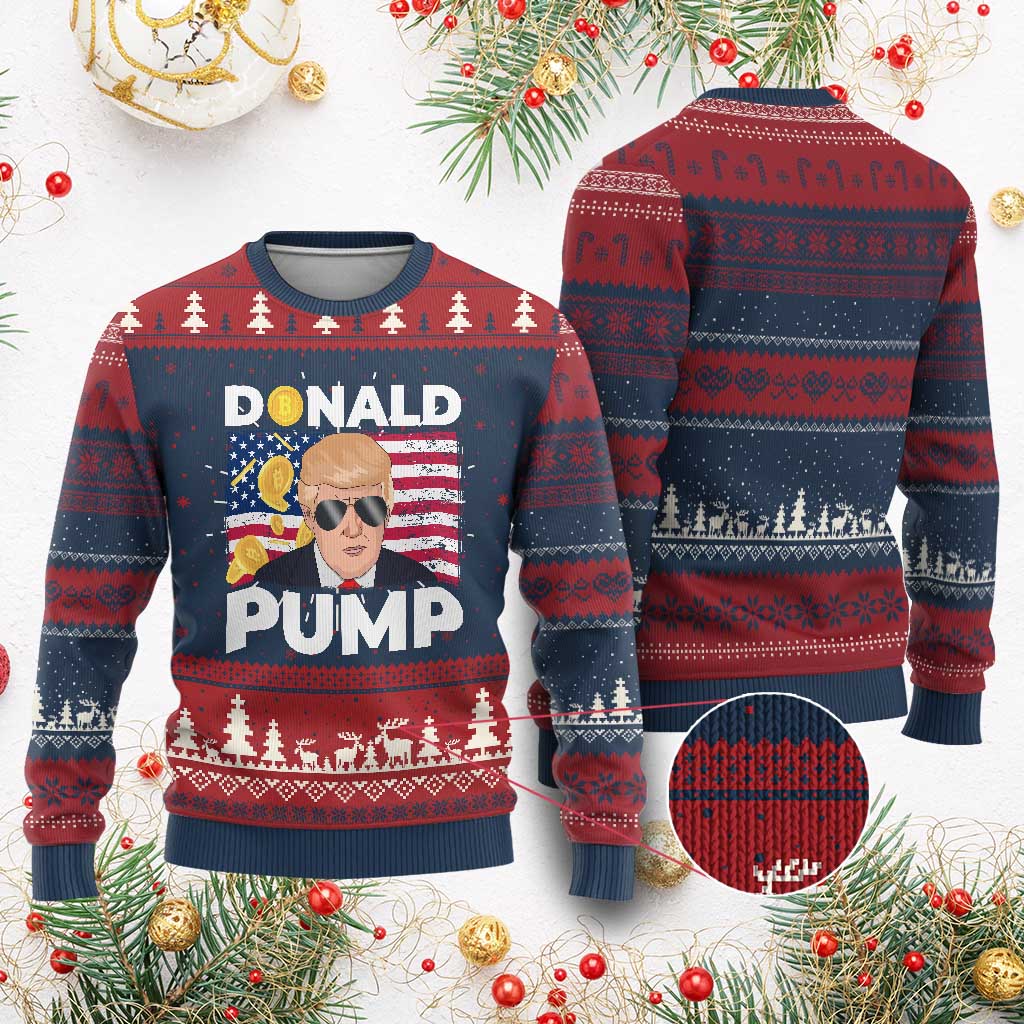 Bitcoin Trump Knit Sweatshirt Donald Pump Funny Crypto TS09 Burgundy Print Your Wear