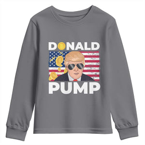 Bitcoin Trump Youth Sweatshirt Donald Pump Funny Crypto TS09 Charcoal Print Your Wear