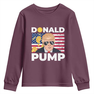 Bitcoin Trump Youth Sweatshirt Donald Pump Funny Crypto TS09 Maroon Print Your Wear